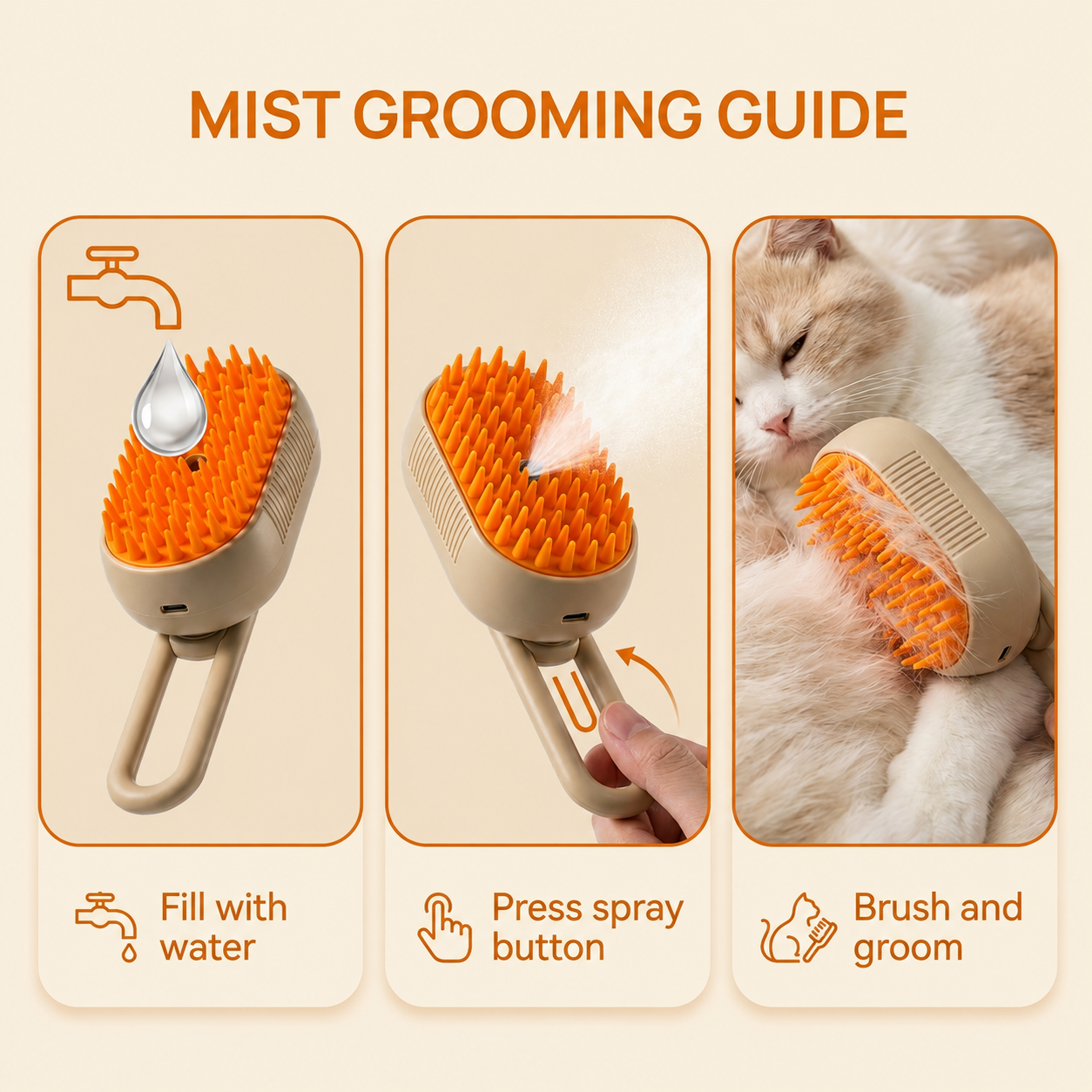 3-in-1 Steam Grooming Brush for Pets