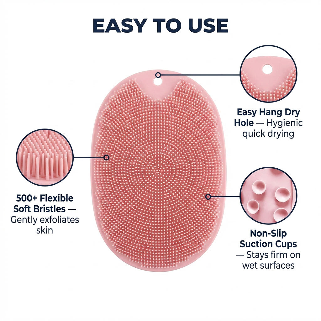 Silicone Bath & Foot Scrubber — Exfoliate, Clean & Massage
