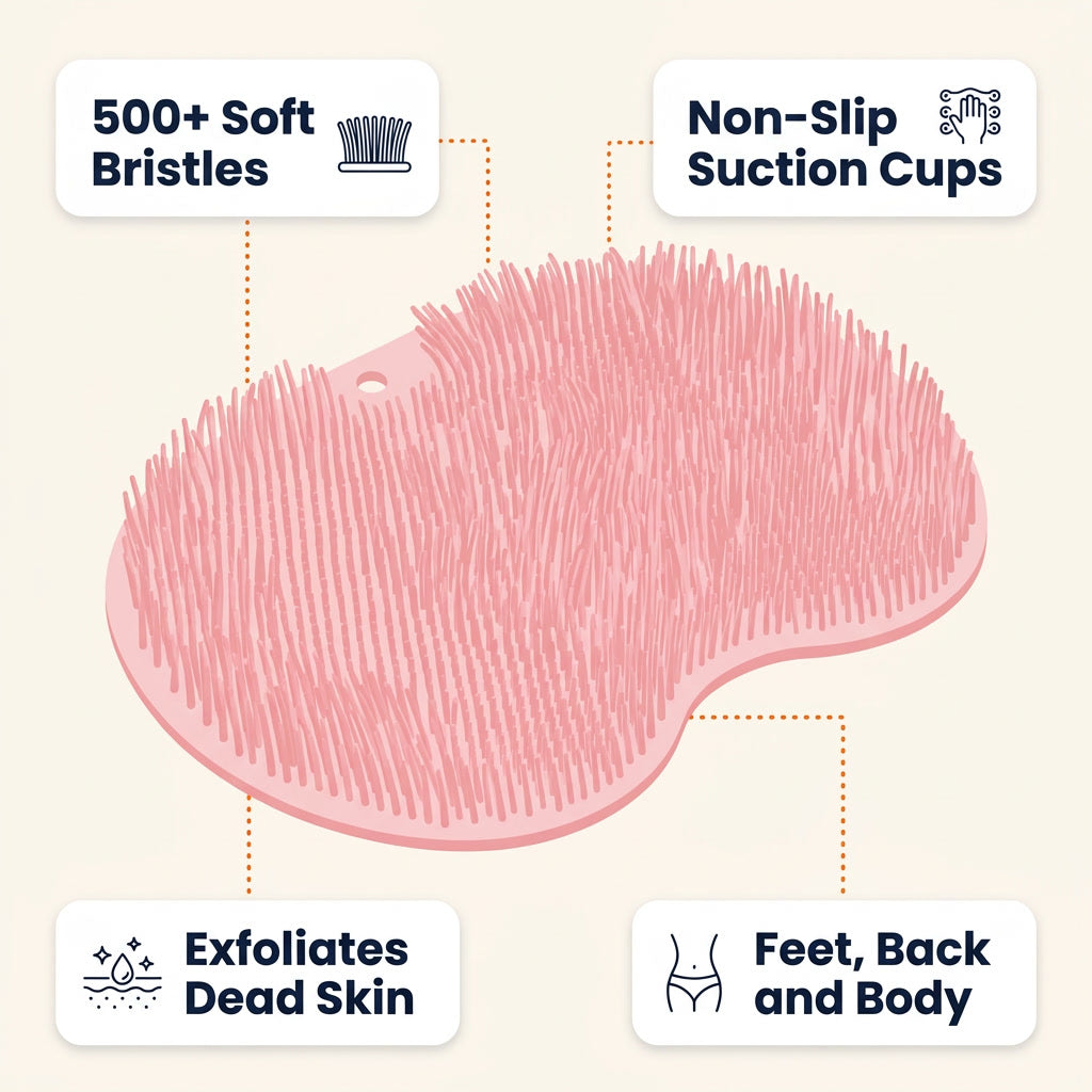 Silicone Bath & Foot Scrubber — Exfoliate, Clean & Massage